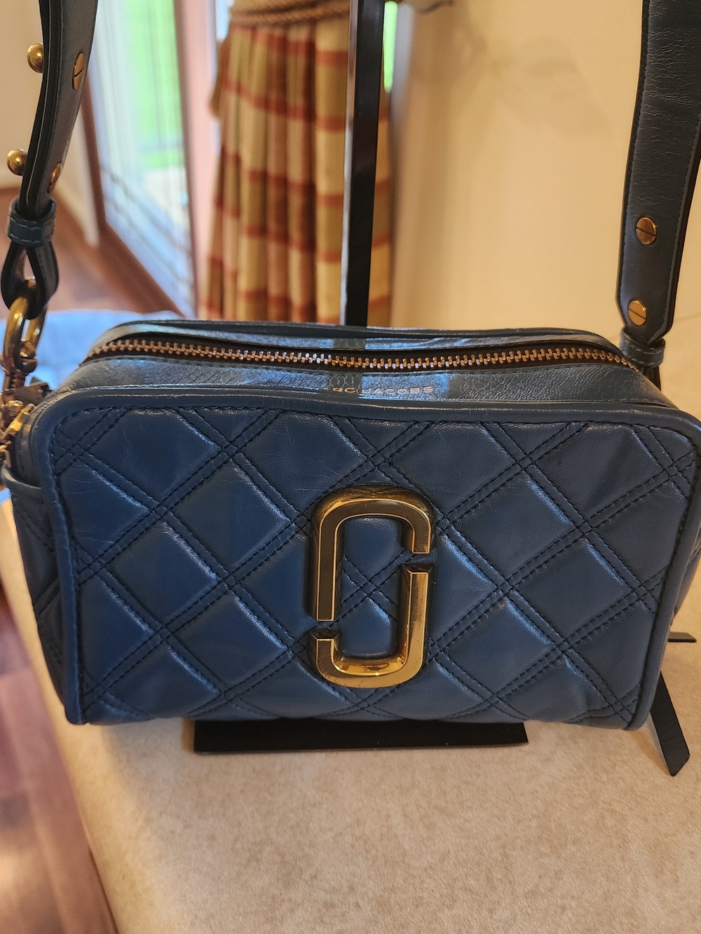 Marc Jacobs The Quilted Softshot 21 crossbody bag blue leather & Gold Hardware